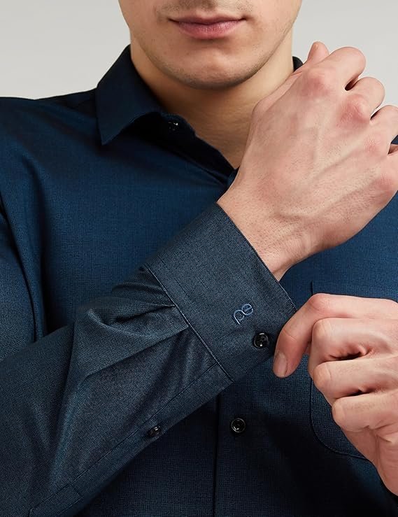 Peter England Men’s Everyday Solid Slim Fit Full Sleeve Formal Shirt | Cotton-Rich