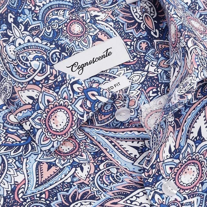 Men’s Printed Cotton Shirt | Full Sleeve | Tailored Fit Summer Casual Formal Wear | Soft Breathable Fabric