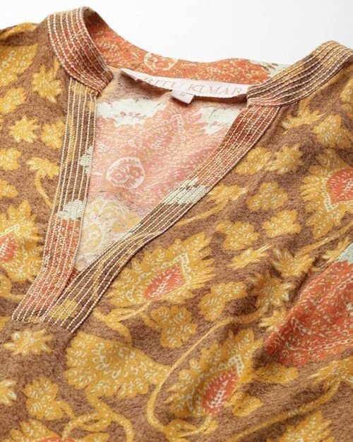 Kumar Yellow Paisley Print Long Dress